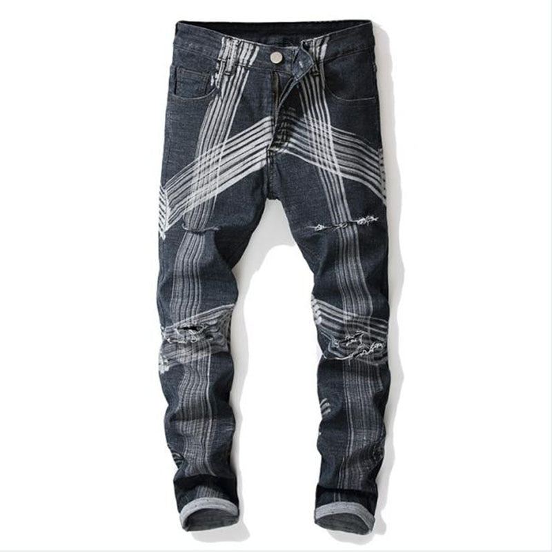 Slim Fit Holes Beggar Jeans Joggingbyxor