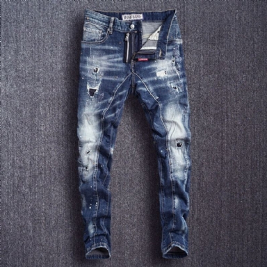 Slim Fit Spliced Designer Ripped Jeans