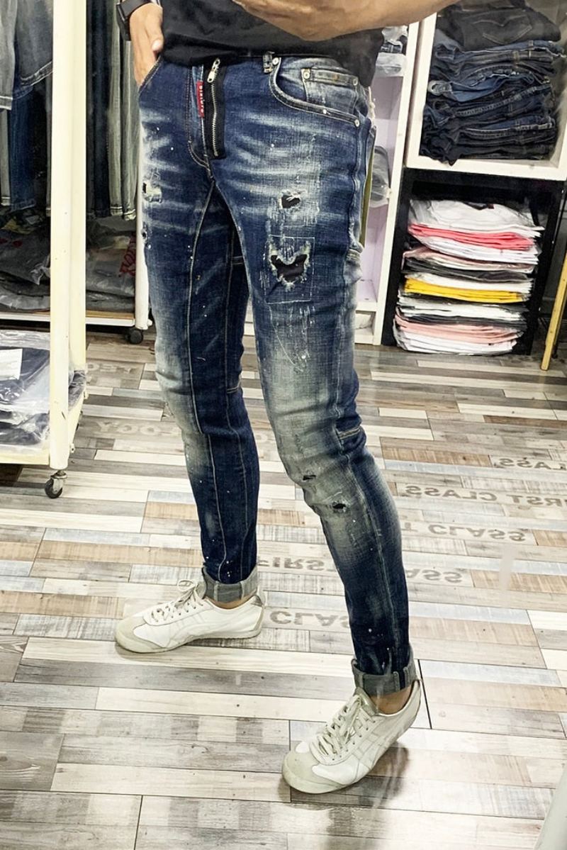 Slim Fit Spliced Designer Ripped Jeans