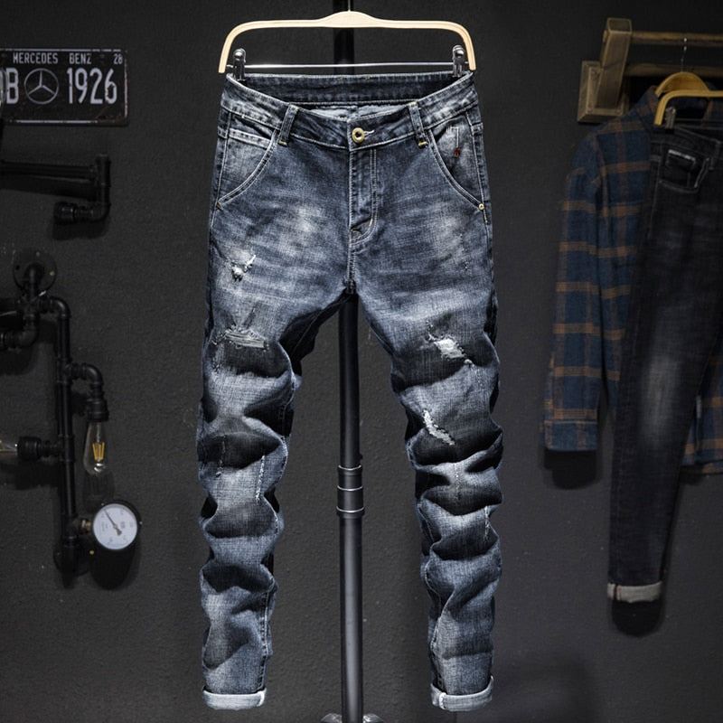 Stretch Slim Fit Distressed Jeans