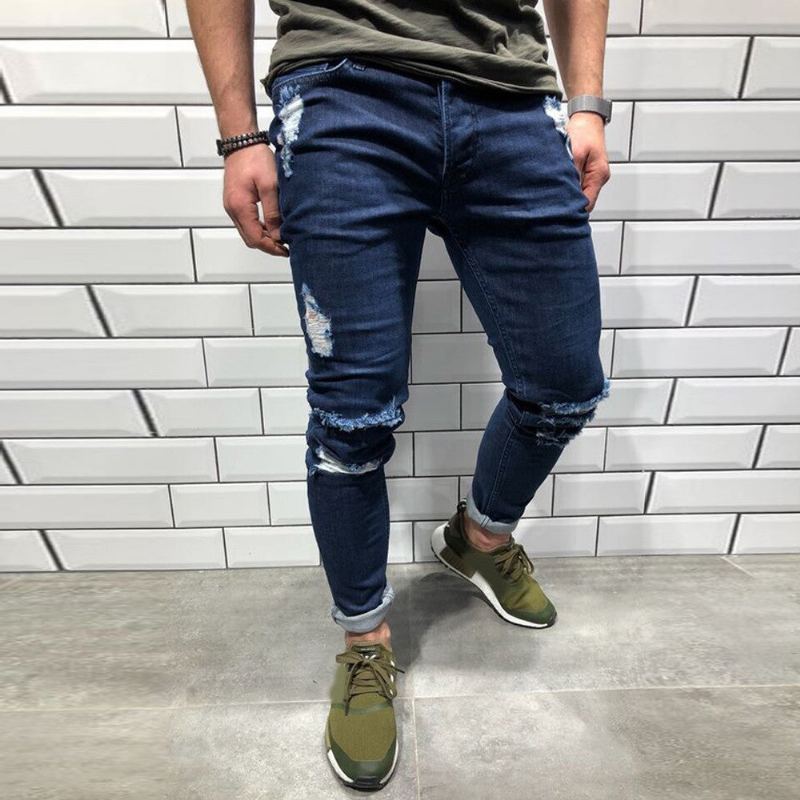 Trend Knähål Dragkedjor Jeans