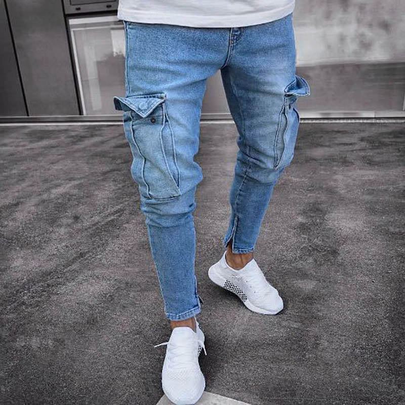 Trend Knee Hole Zipper Feet Jeans