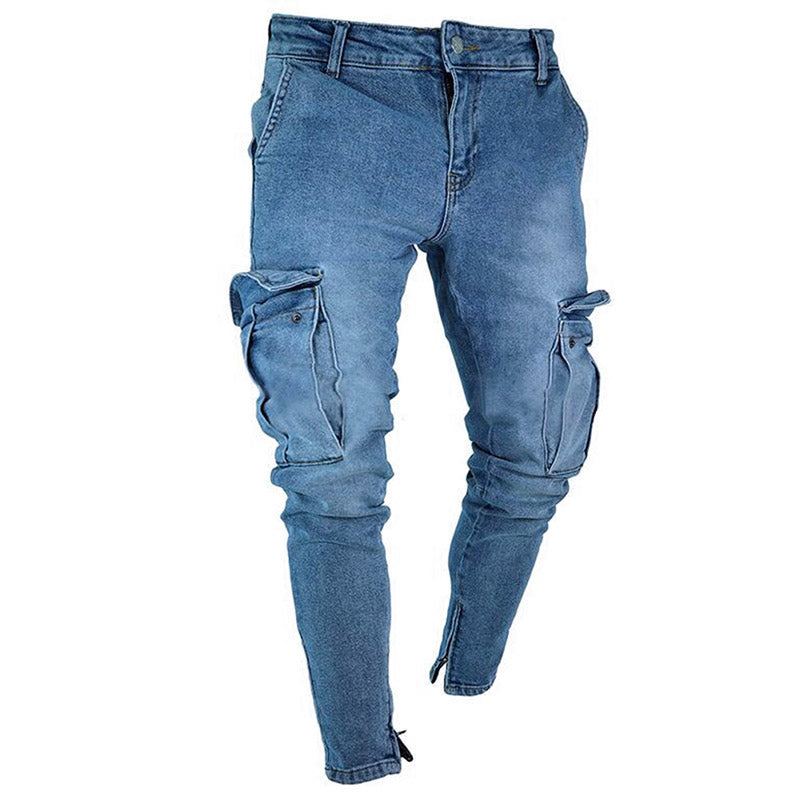 Trend Knee Hole Zipper Feet Jeans