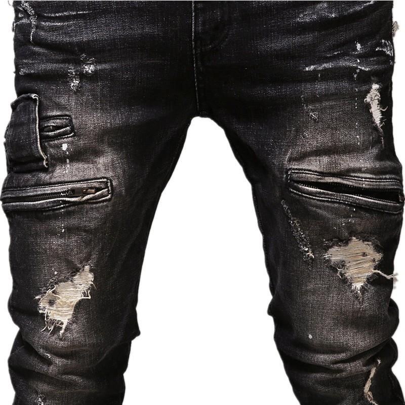 Vintage Distressed Jeans I Hög Kvalitet