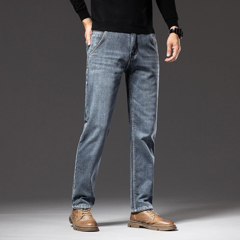 Vinter Fleece Varma Klassiska Jeans