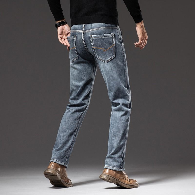 Vinter Fleece Varma Klassiska Jeans