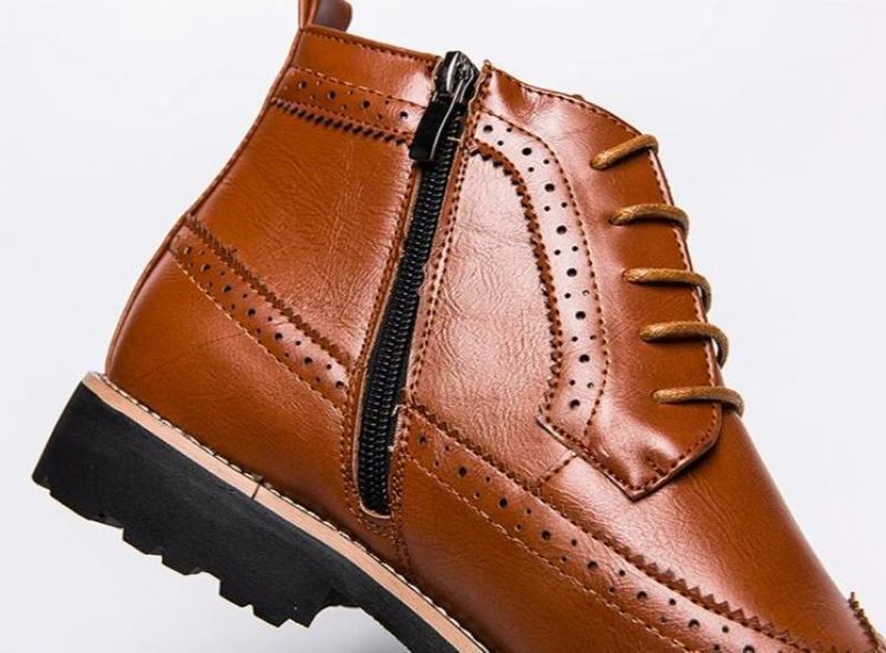 Ankel Brogues Boots Med Dragkedja