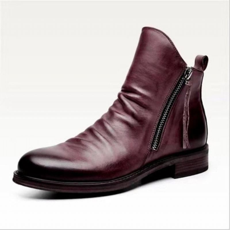 High-top Tassel Zip Pu-läderstövlar