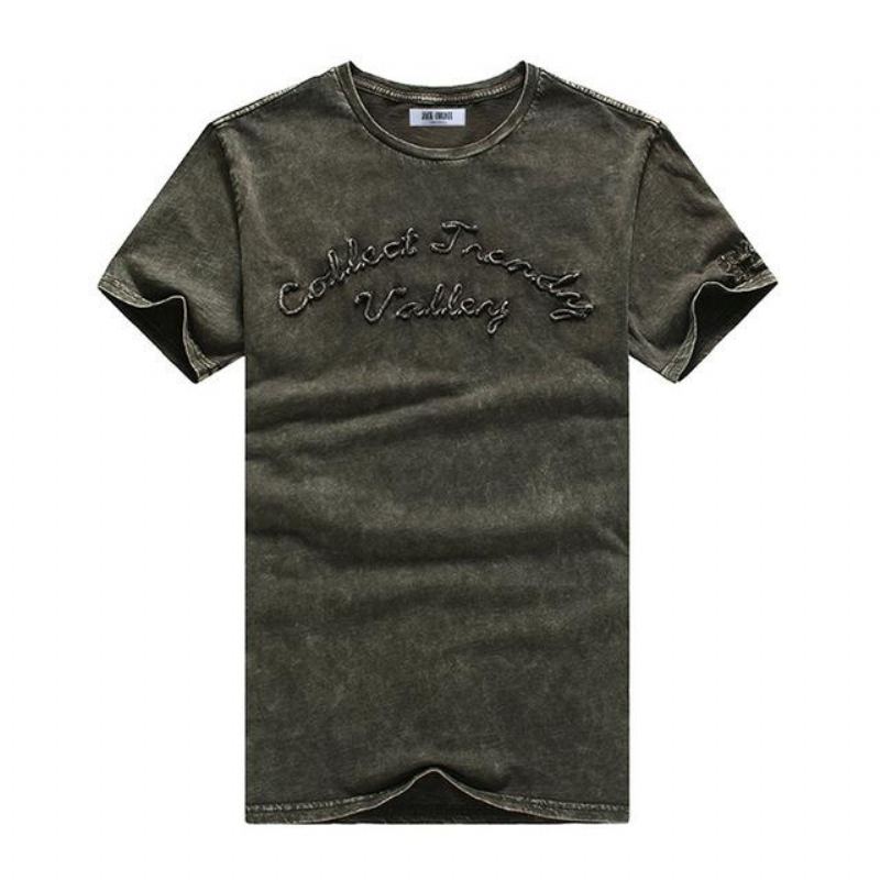 Broderade O-ringade Toppar Märke T-shirt