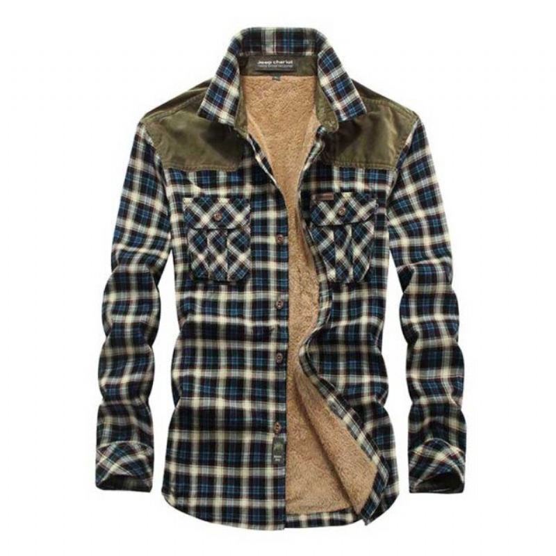 Designer Vinter Fleece Lumberjack Rutig Skjorta