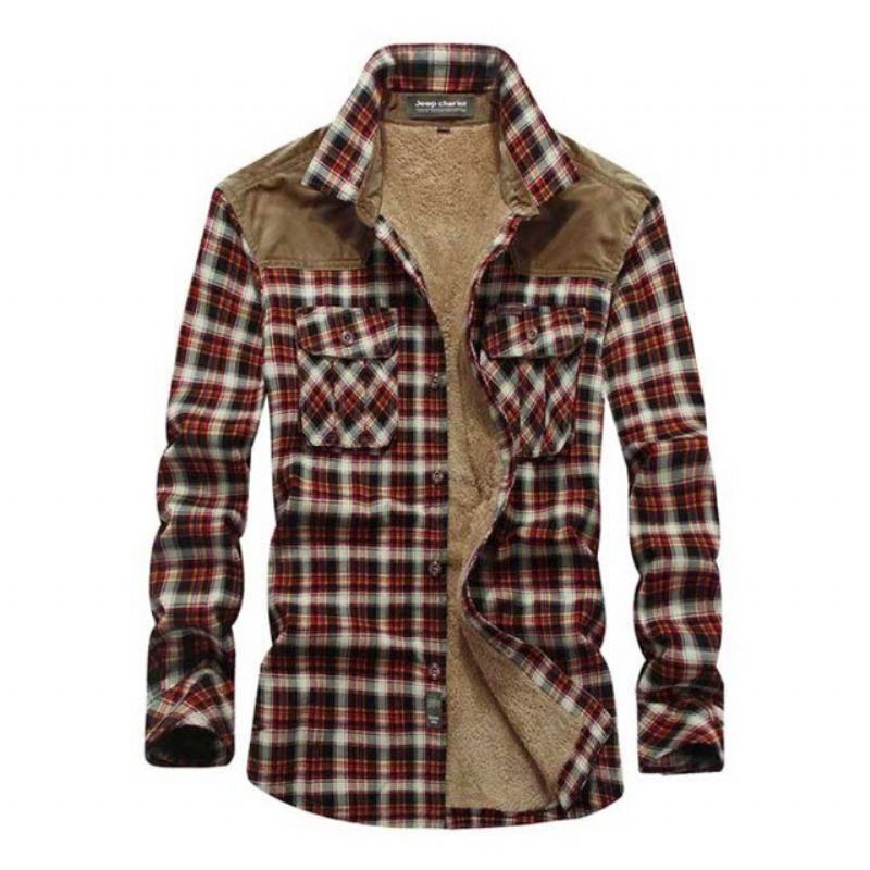 Designer Vinter Fleece Lumberjack Rutig Skjorta