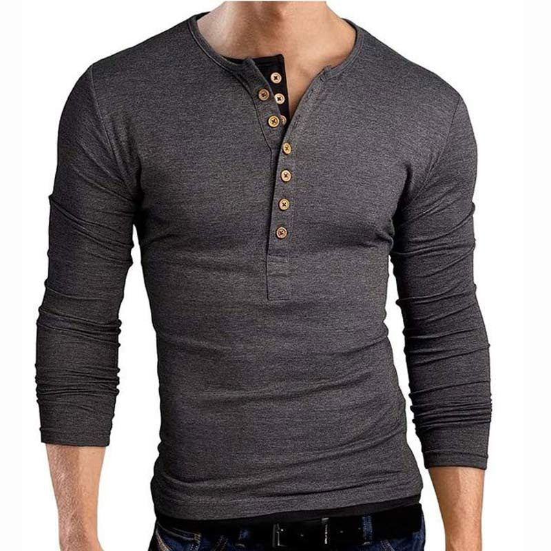 Dubbel V-hals Henley Tee Shirt