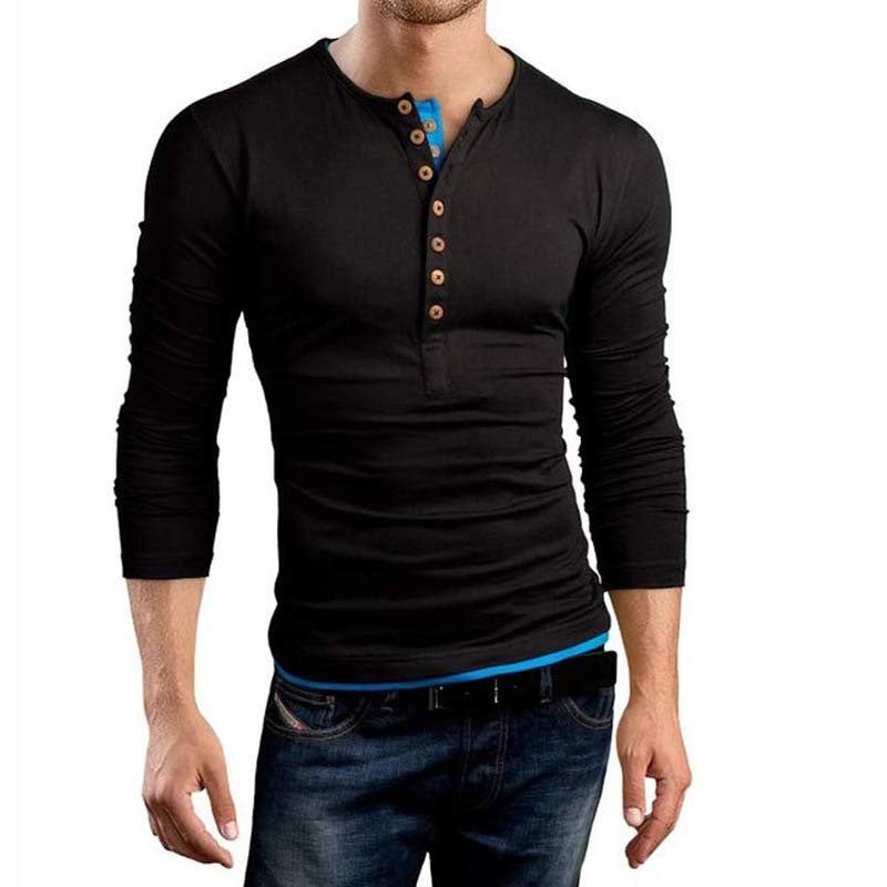 Dubbel V-hals Henley Tee Shirt