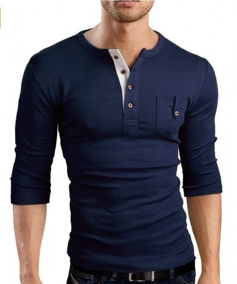 Dubbel V-hals Henley Tee Shirt