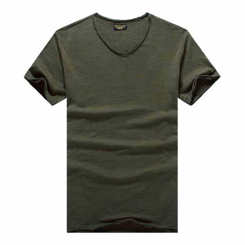 V-ringad Slim Fit T-shirt I Ren Bomull