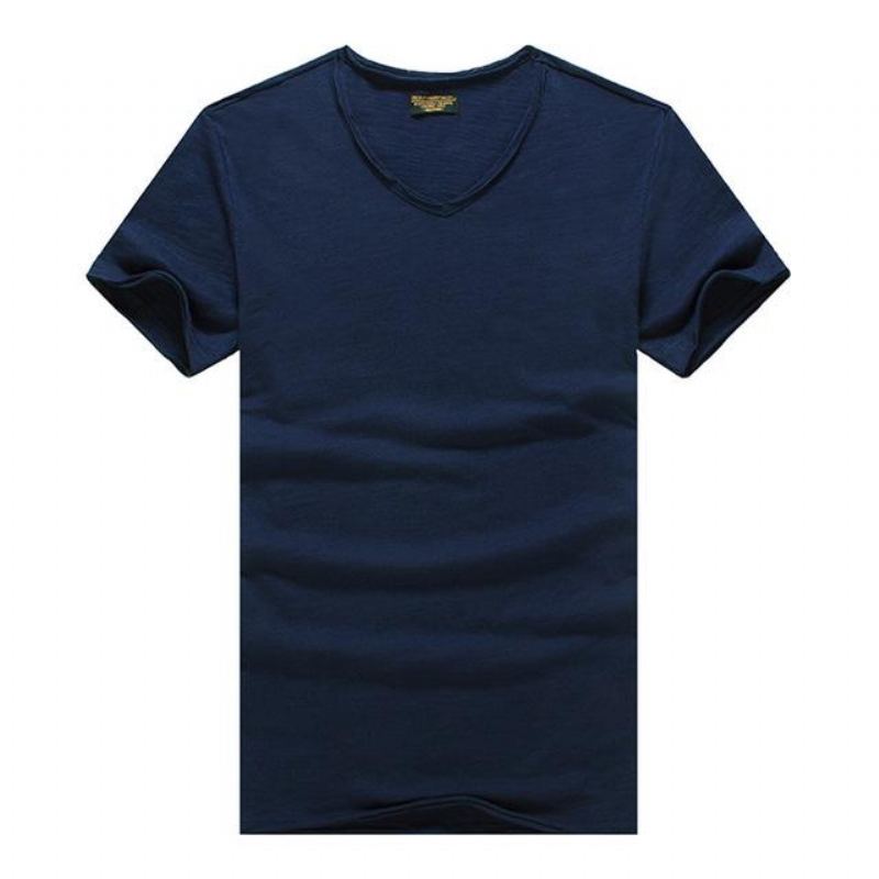 V-ringad Slim Fit T-shirt I Ren Bomull