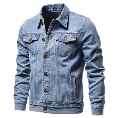 Denim Lapel Single Breasted Jeansjacka