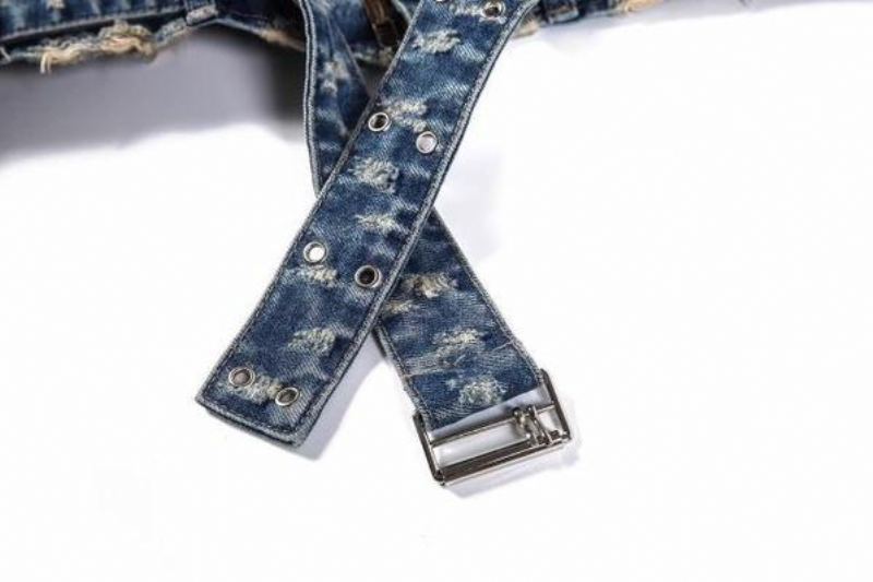 Ripped Ribbon Distressed Jeansjacka