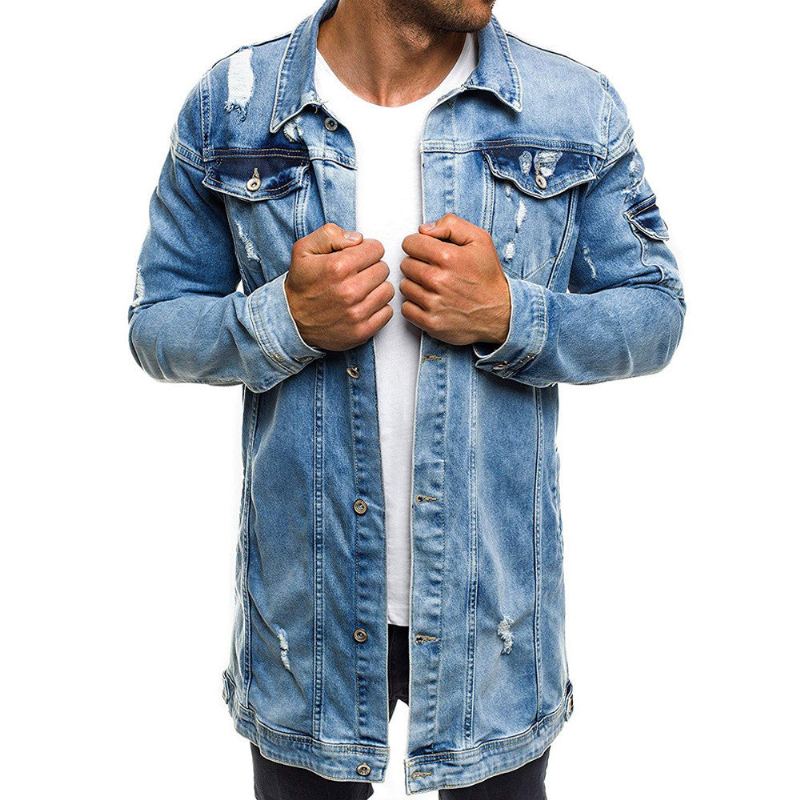 Stil Distressed Denim Street Långjacka