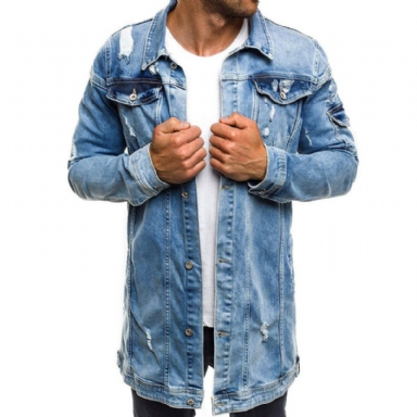 Stil Distressed Denim Street Långjacka