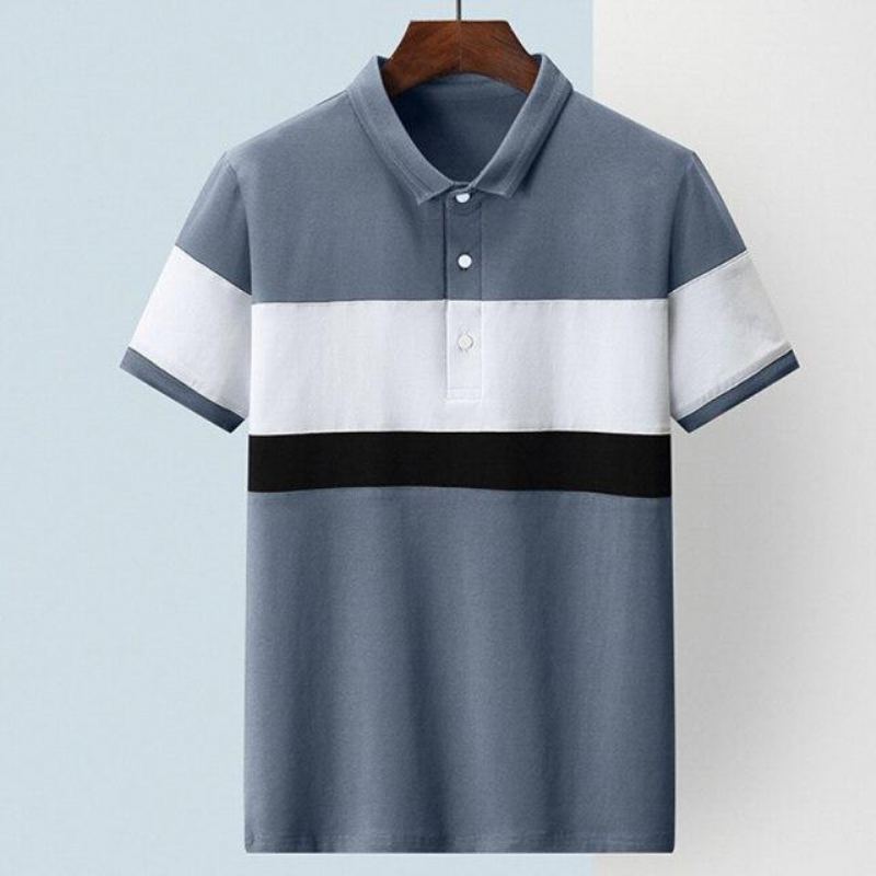 Patchwork O Neck Sommar Polo