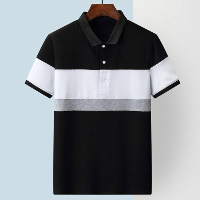 Patchwork O Neck Sommar Polo