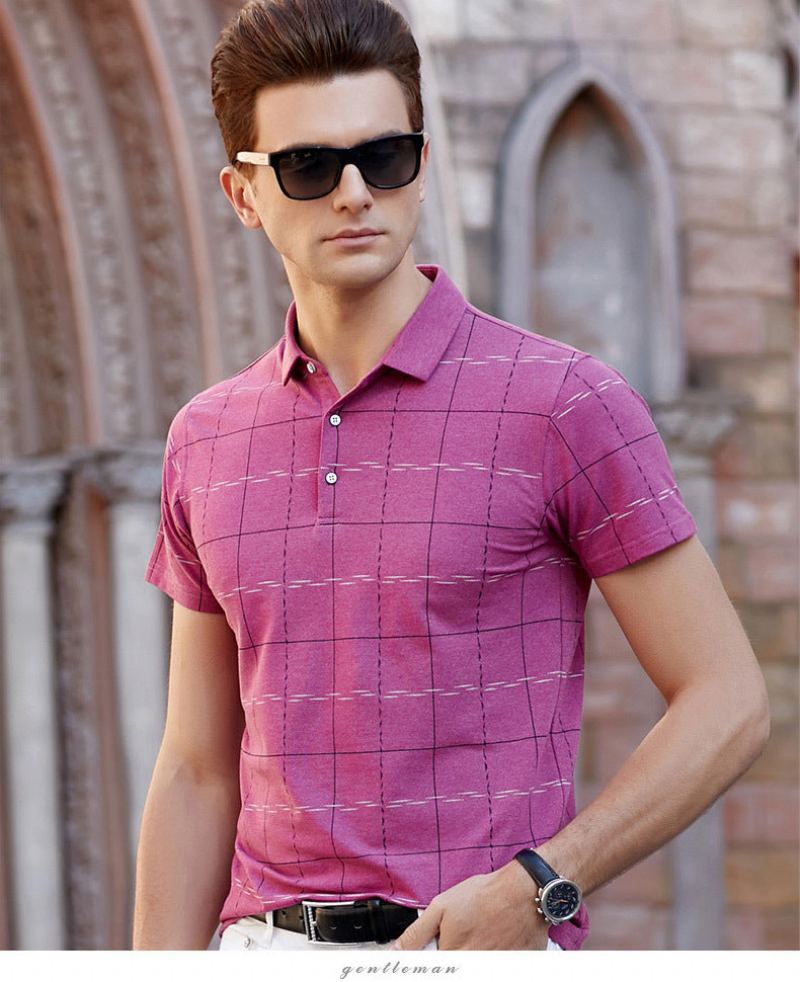 Sommarmode Rutig Lapel Polo Shirt