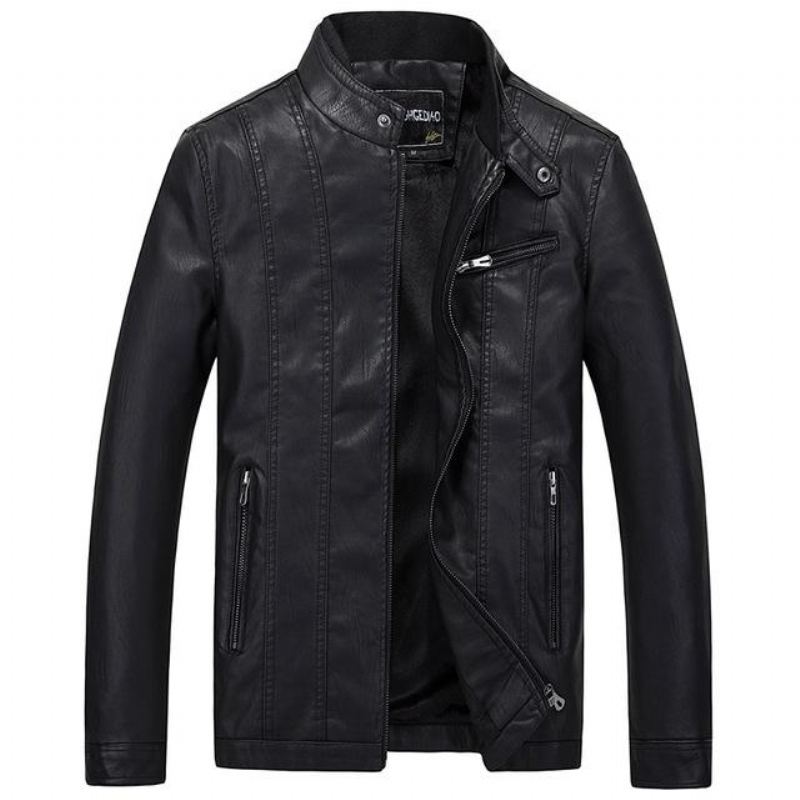 Biker Style Slim Fit Pu-läderjacka