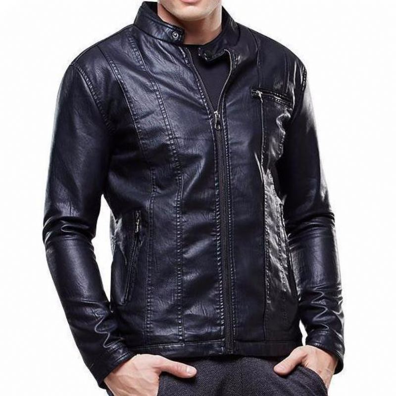 Biker Style Slim Fit Pu-läderjacka