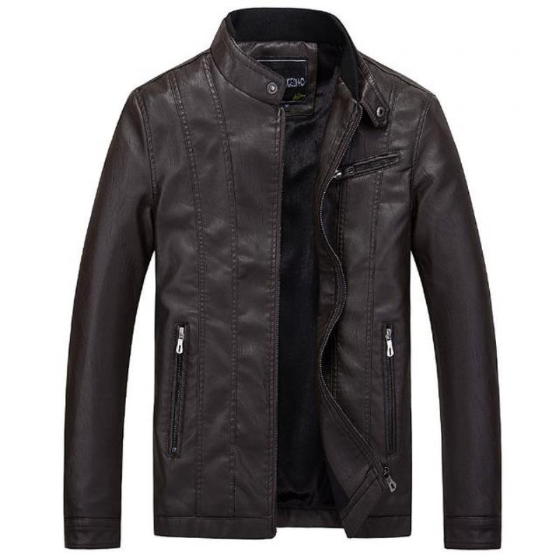 Biker Style Slim Fit Pu-läderjacka