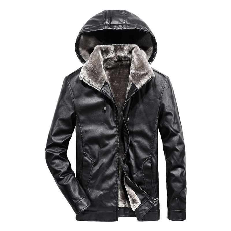 Faux Fur Liner Thicken Leather Coat