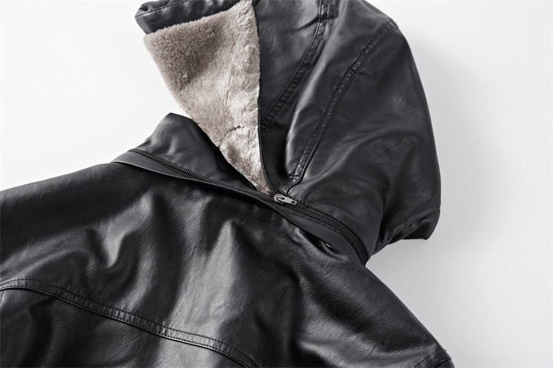 Faux Fur Liner Thicken Leather Coat