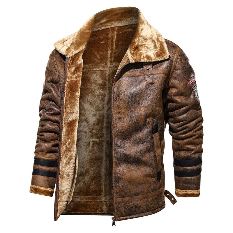 Läder Velvet Aviator Warm Jacka