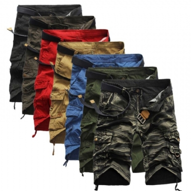 Bekväma Camo Cargo Shorts För Män