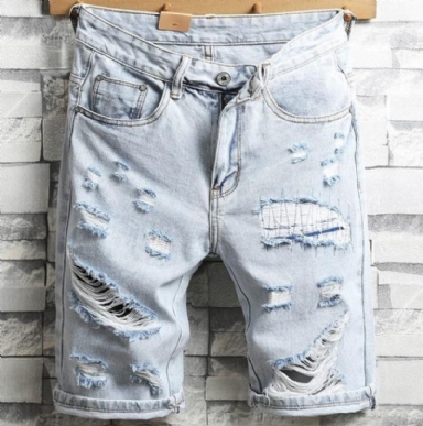 Brittisk Stil Hål Knälånga Jeans Kort