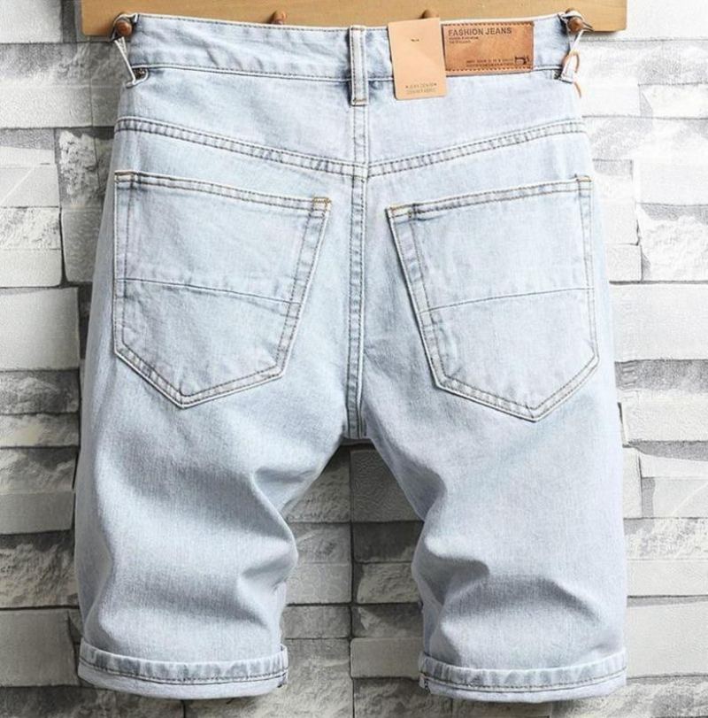 Brittisk Stil Hål Knälånga Jeans Kort