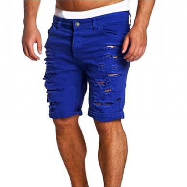 Hål Dragkedja Fly Mid Waist Shorts