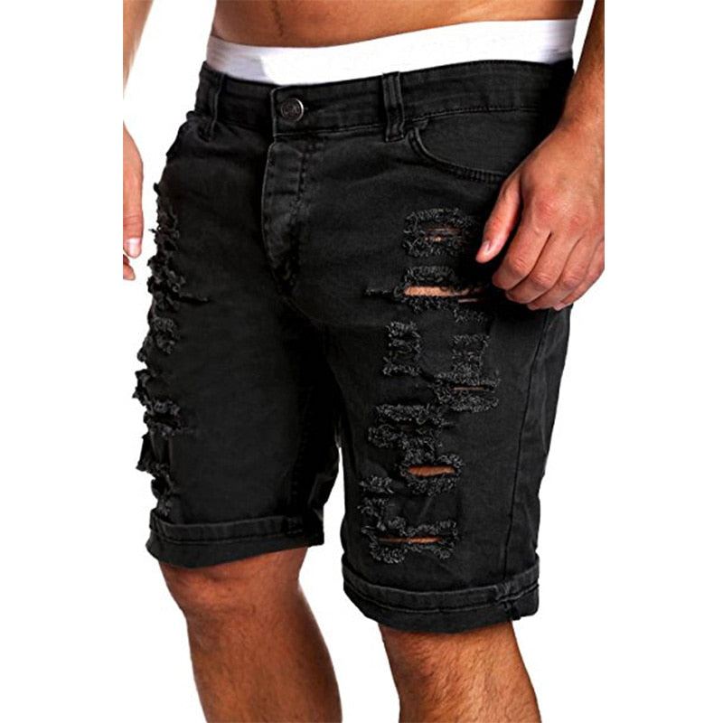 Hål Dragkedja Fly Mid Waist Shorts