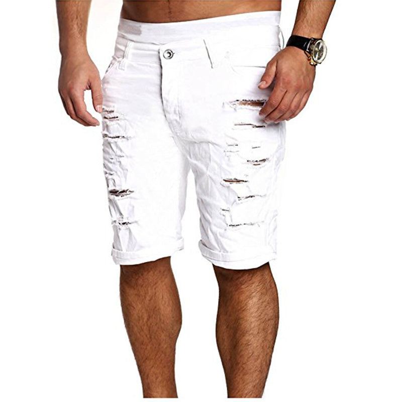 Hål Dragkedja Fly Mid Waist Shorts