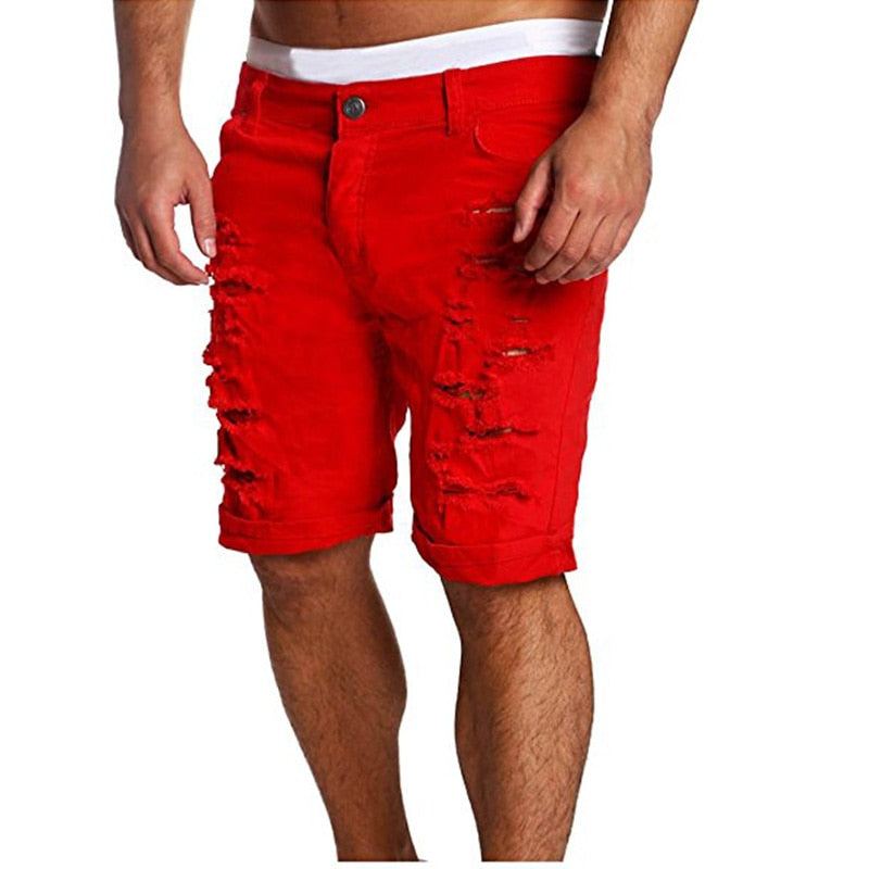 Hål Dragkedja Fly Mid Waist Shorts