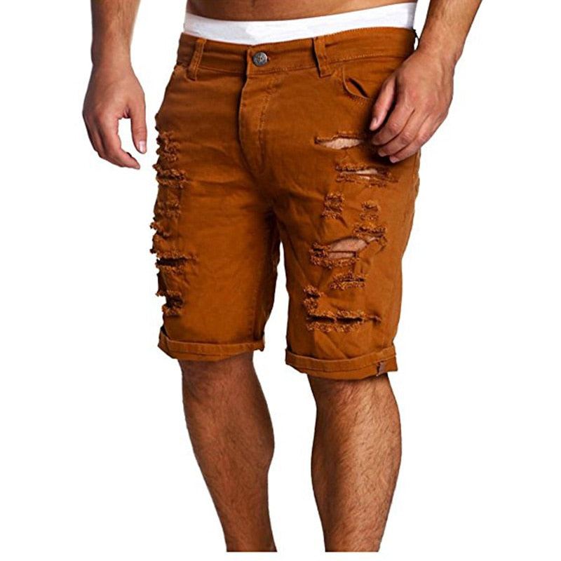 Hål Dragkedja Fly Mid Waist Shorts