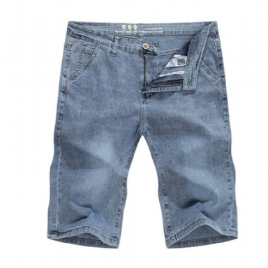 Ljusblå Vanliga Stretchiga Jeansshorts