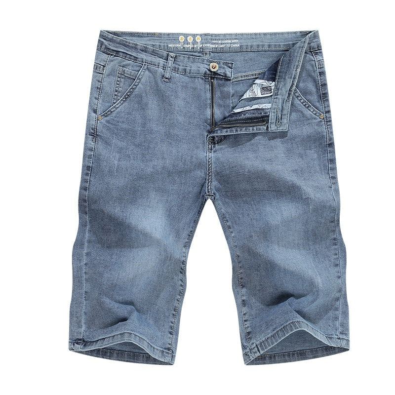 Ljusblå Vanliga Stretchiga Jeansshorts