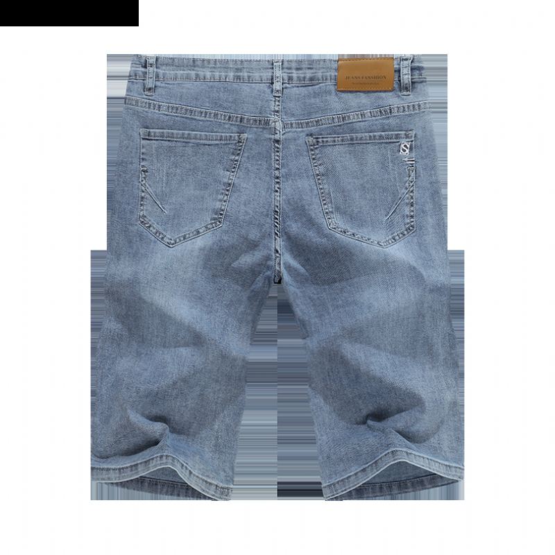 Ljusblå Vanliga Stretchiga Jeansshorts