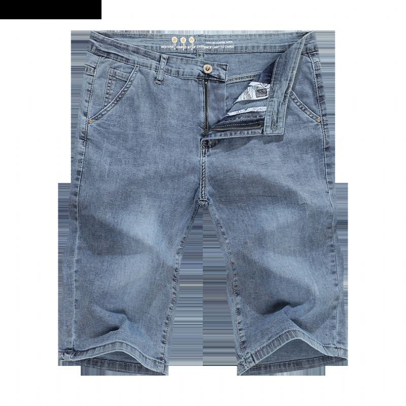 Ljusblå Vanliga Stretchiga Jeansshorts