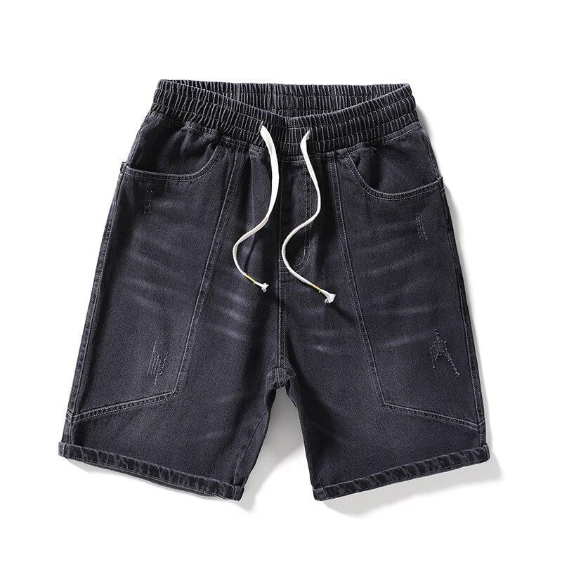 Mid-midja Tvättade Raka Jeansshorts