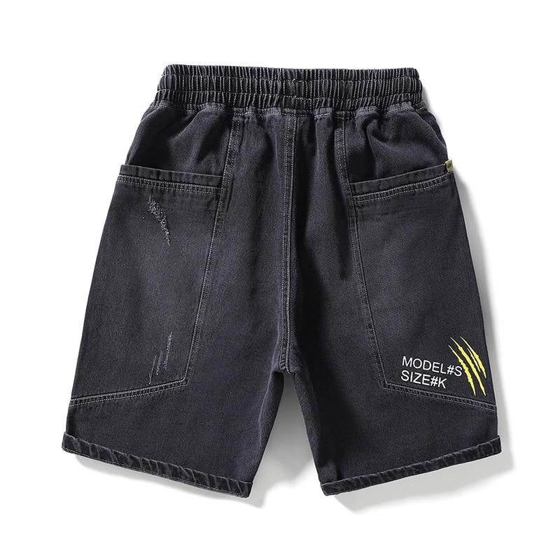 Mid-midja Tvättade Raka Jeansshorts