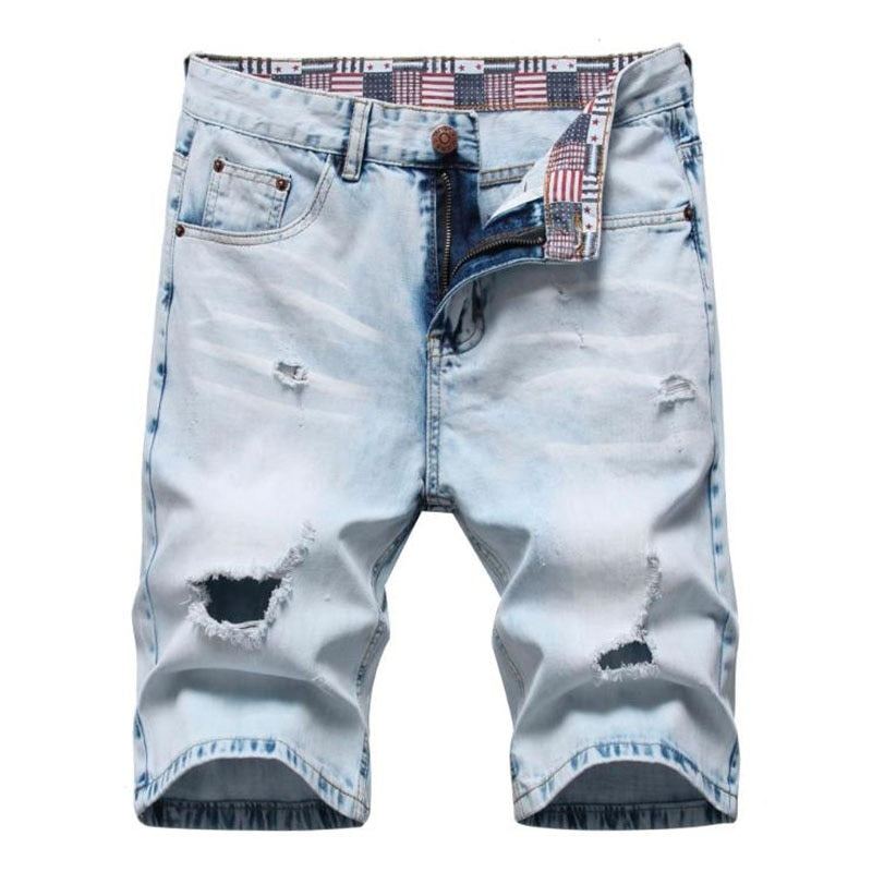 Ripped Bermuda Fashion Cotton Jeans Shorts