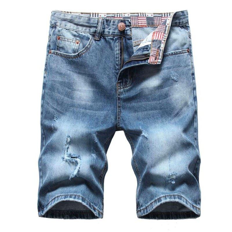 Ripped Bermuda Fashion Cotton Jeans Shorts