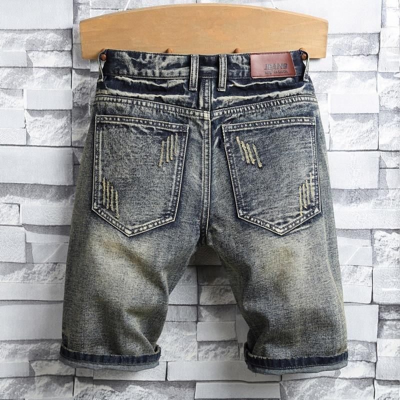 Ripped Patch Streetwear Retro Jeansshorts